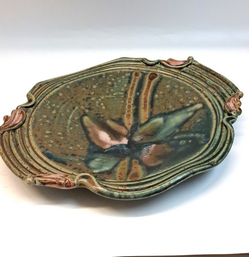 Click to view detail for #240702 Platter with Handle, Forest Green $49